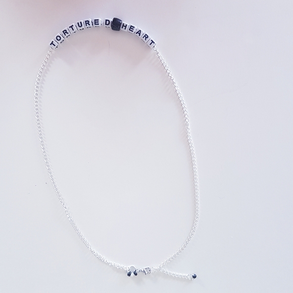 Tortured Heart Necklace Hand Crafted Black and White - Picture 2 of 14